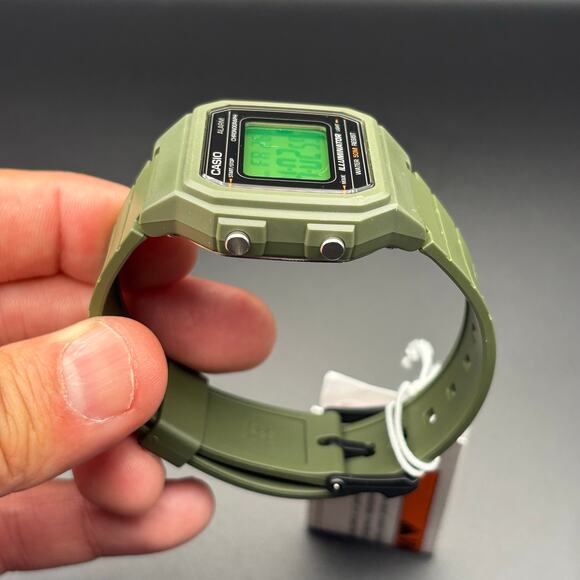 Casio W-217H Mod Green Gel Filter Green Case and Silicone Strap 50m Digital NIB - Picture 9 of 17